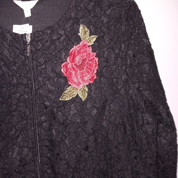 Adiva women's full zipper lace jacket blazer size XL black - Picture 3 of 6